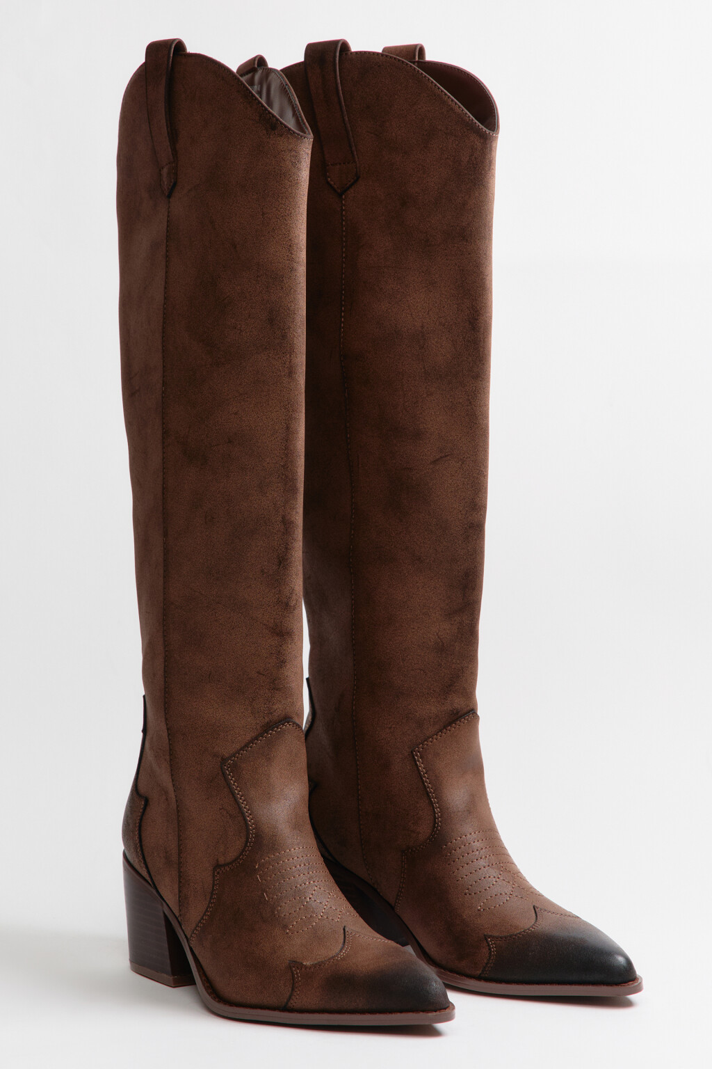 Сапоги-казаки высокие с узором - цвет коричневый - 9