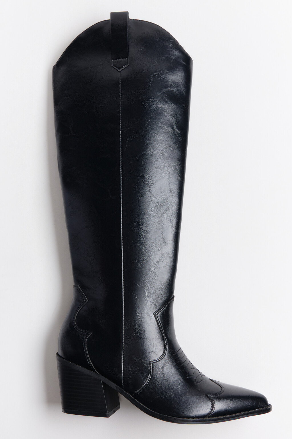 Сапоги-казаки высокие с узором - цвет черный - 5