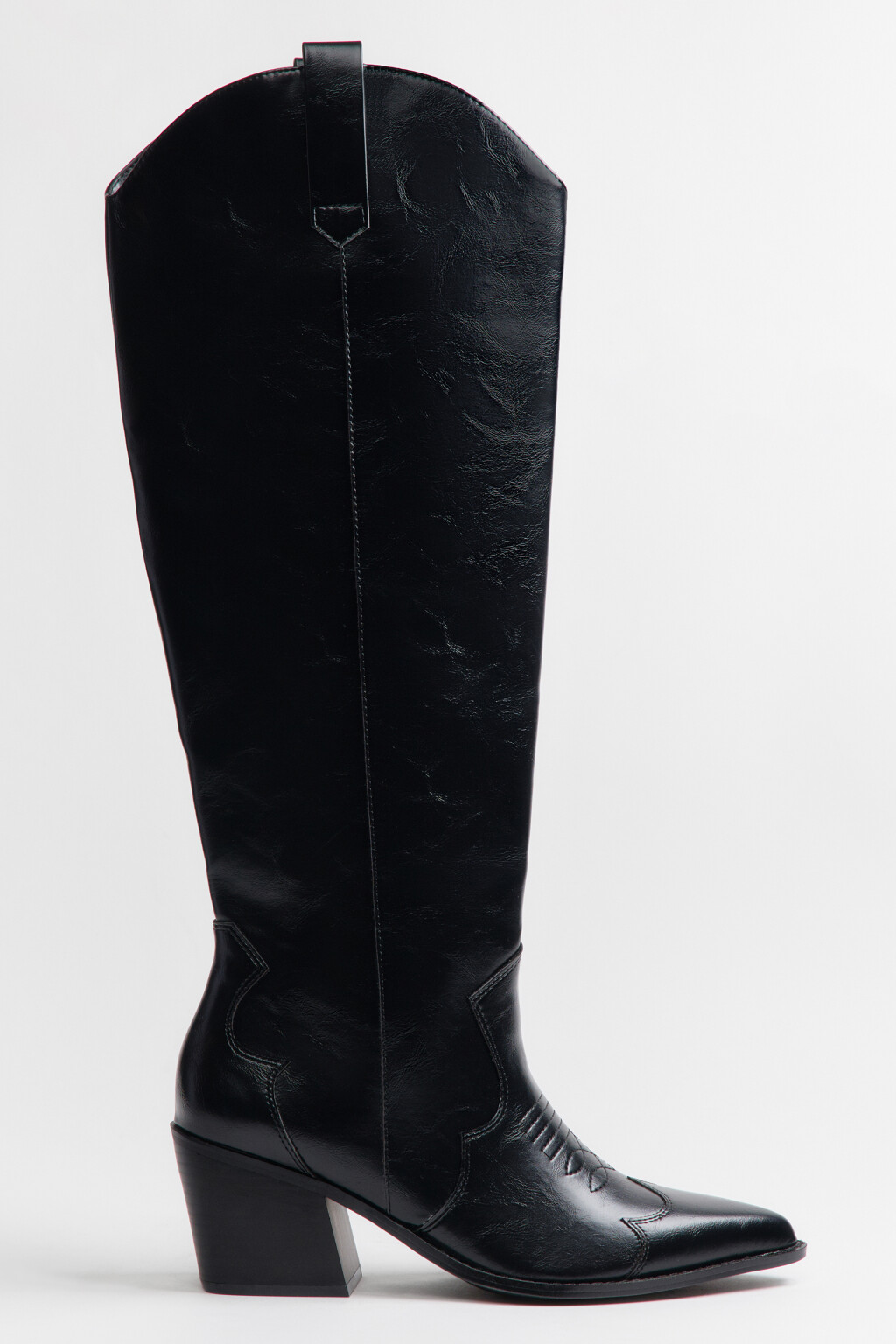 Сапоги-казаки высокие с узором - цвет черный - 6