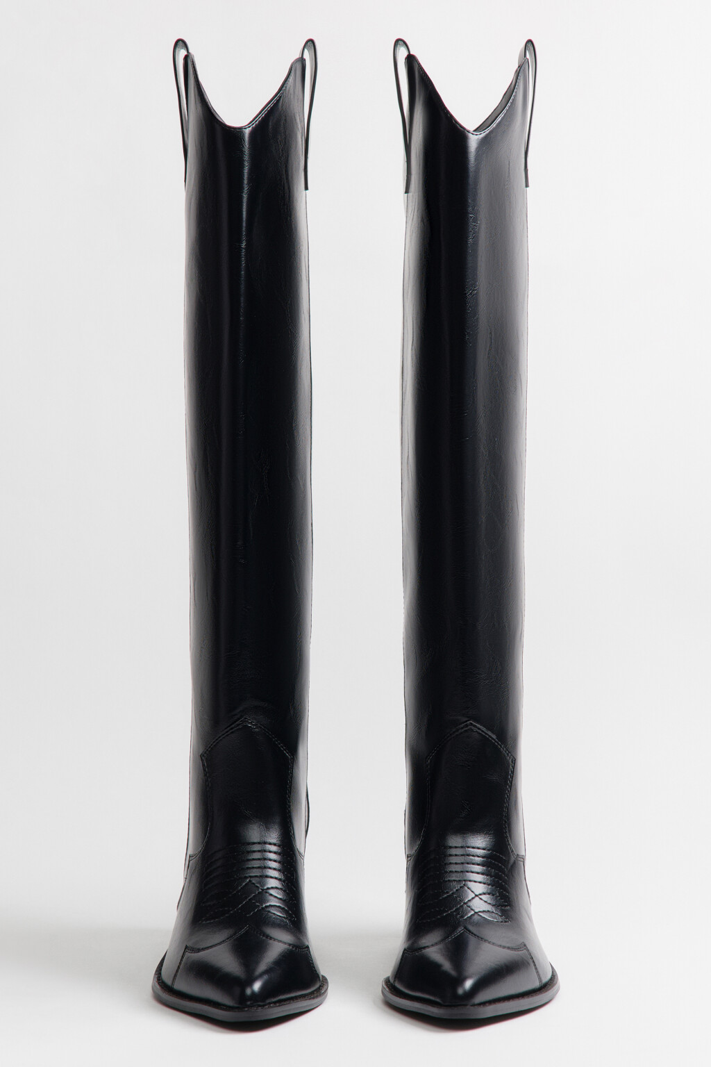 Сапоги-казаки высокие с узором - цвет черный - 7