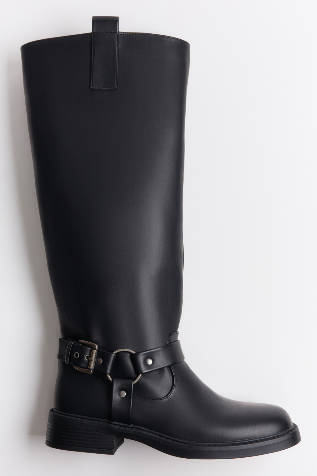 Сапоги-чопперы высокие с пряжками - цвет черный - 7