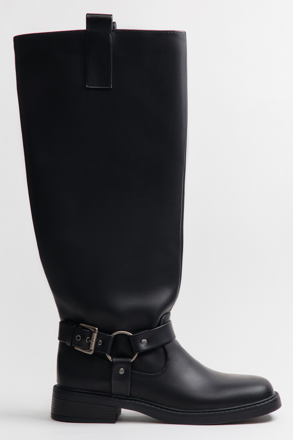 Сапоги-чопперы высокие с пряжками - цвет черный - 4
