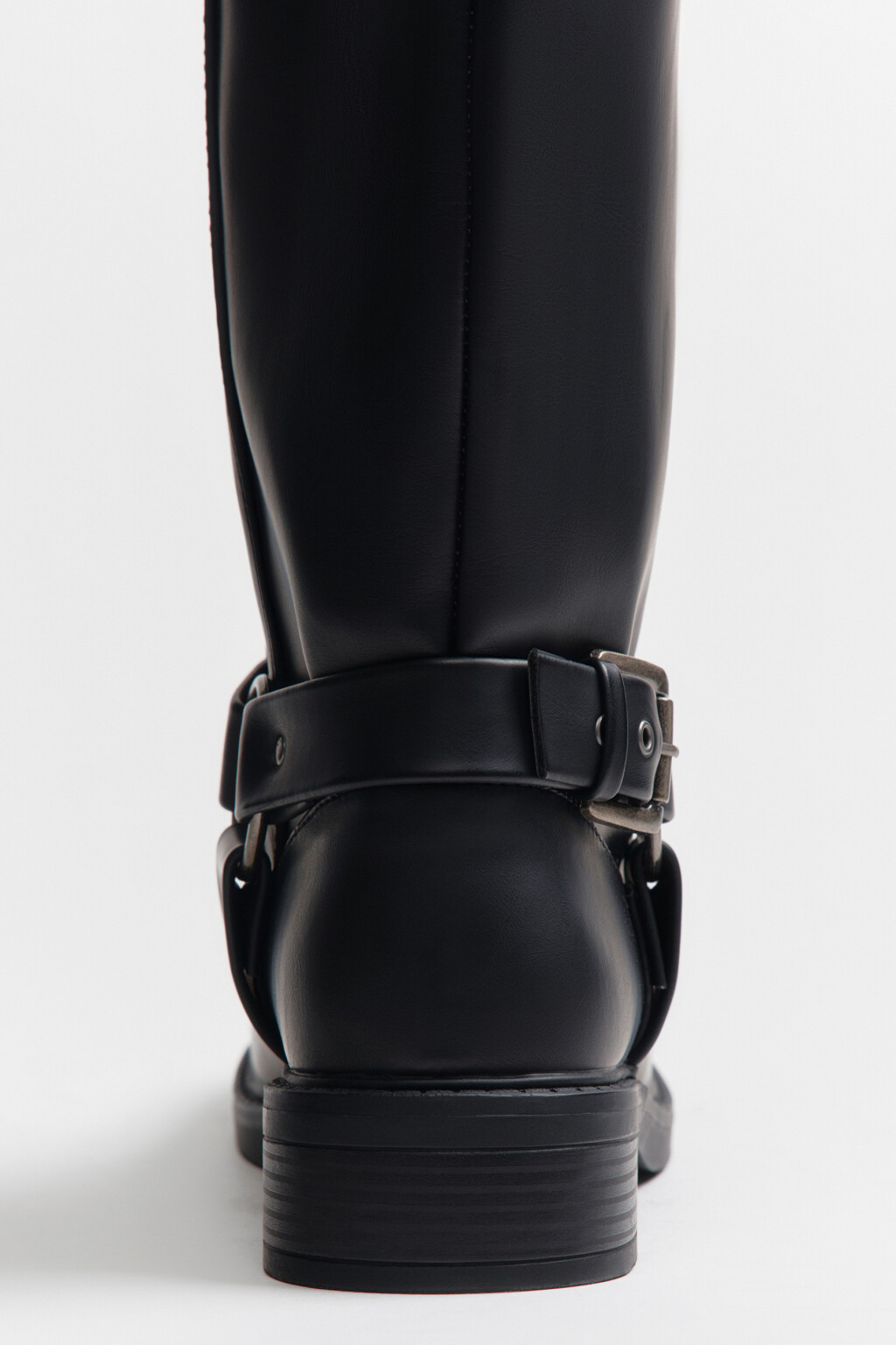 Сапоги-чопперы высокие с пряжками - цвет черный - 8