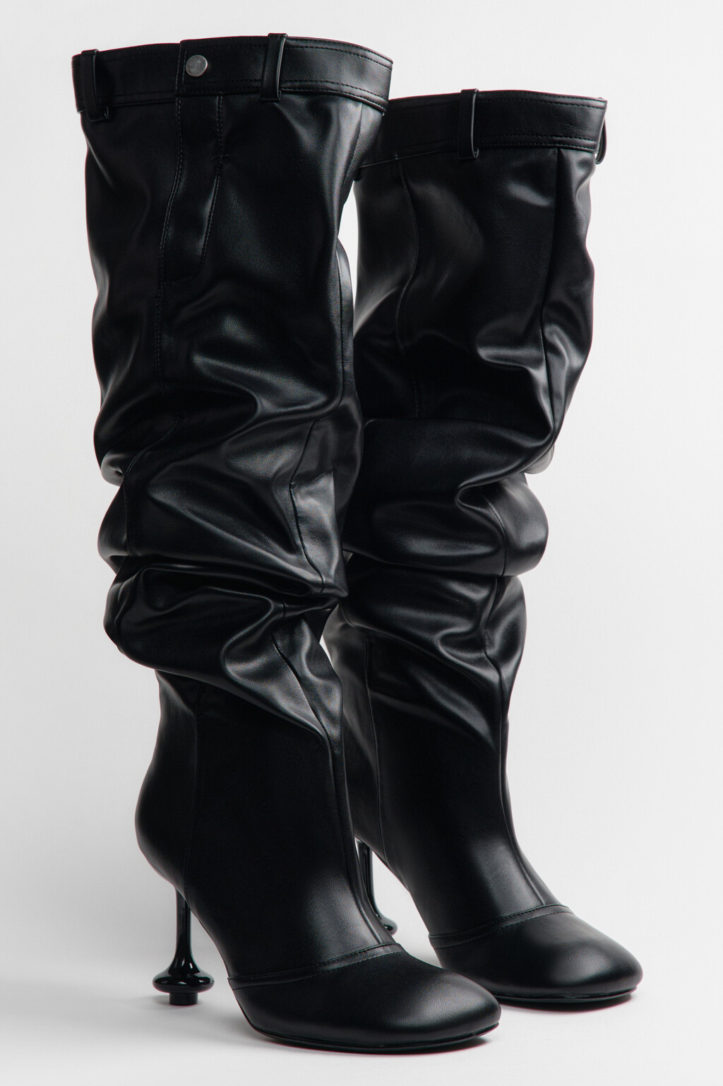 Сапоги на фигурном каблуке - цвет черный - 4