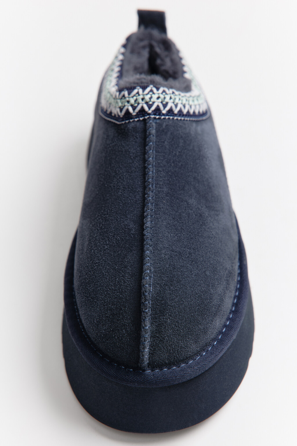 Ботинки-угги замшевые с вышивкой - цвет синий - 5