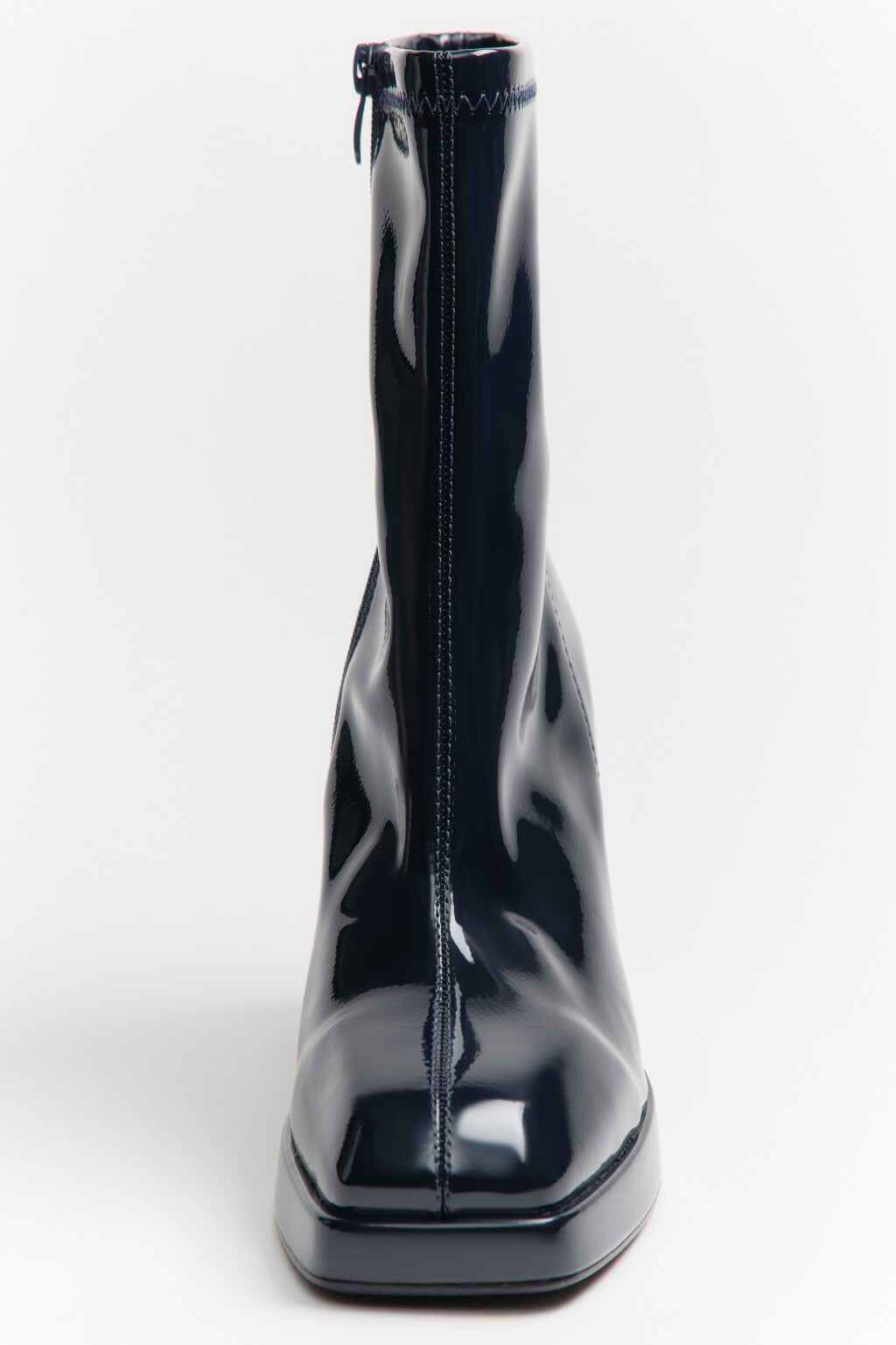 Ботильоны лаковые на массивном каблуке - цвет синий - 5