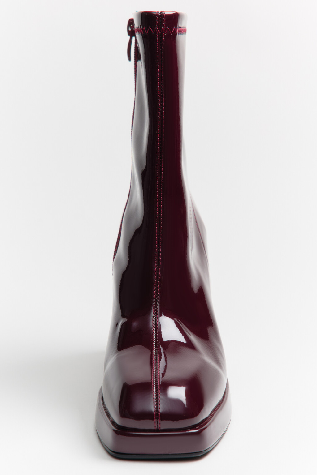 Ботильоны лаковые на массивном каблуке - цвет бордовый - 6