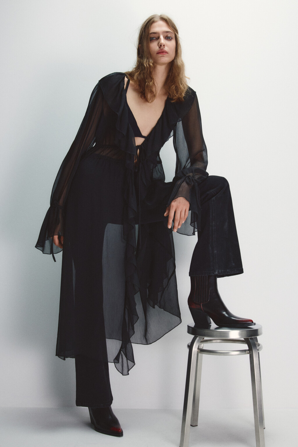 Ботинки с острым мысом и скошенным каблуком - цвет бордовый - 1