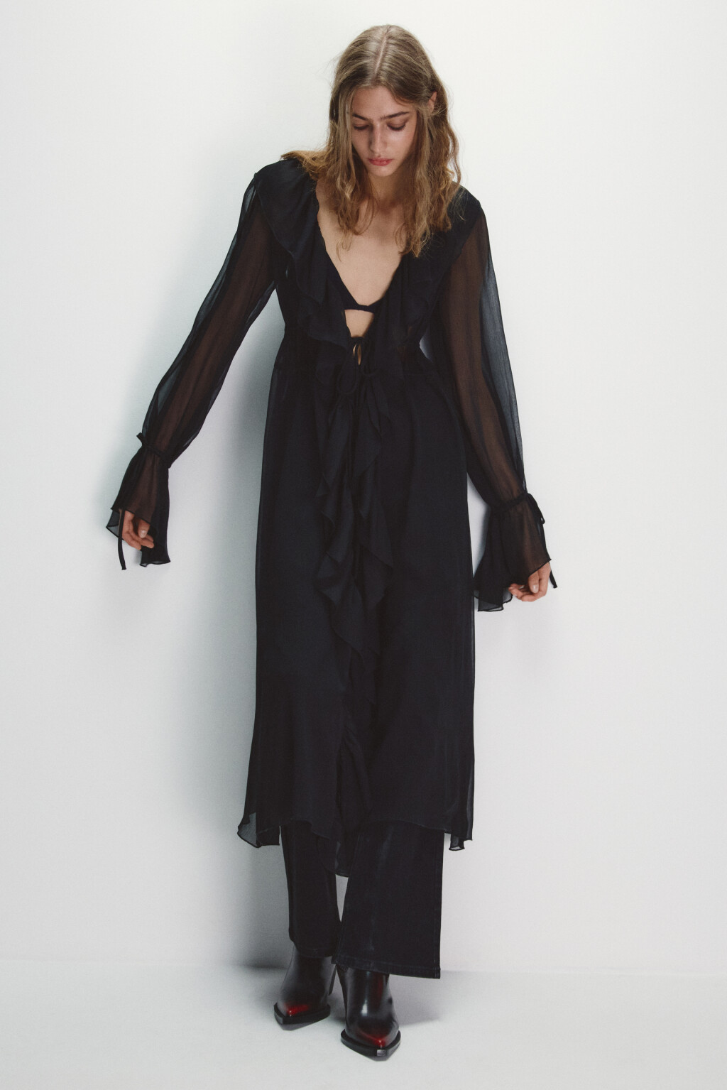 Ботинки с острым мысом и скошенным каблуком - цвет бордовый - 4