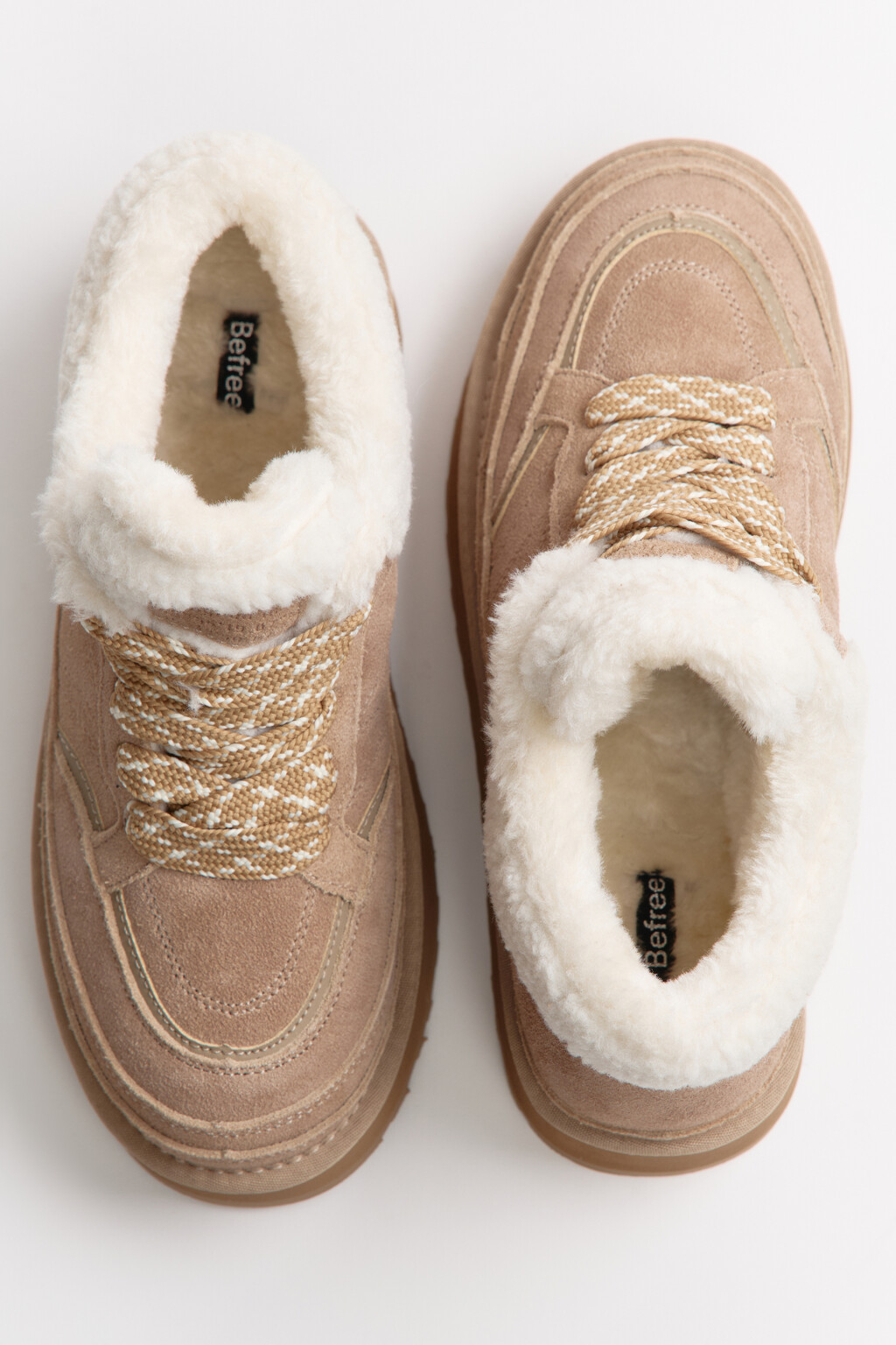 Ботинки замшевые с меховой отделкой - цвет коричневый - 4