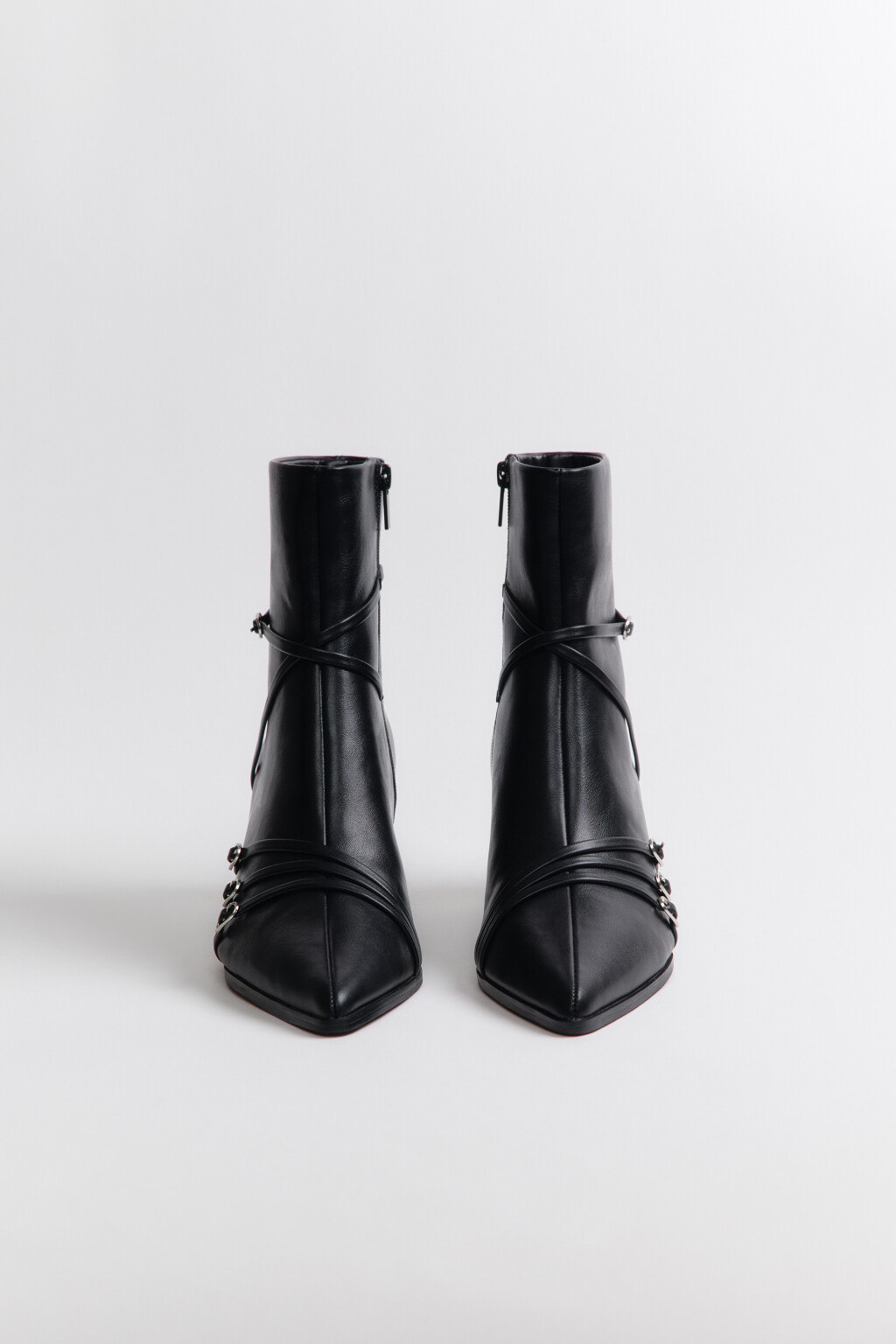 Ботильоны с декоративными ремешками - цвет черный - 8