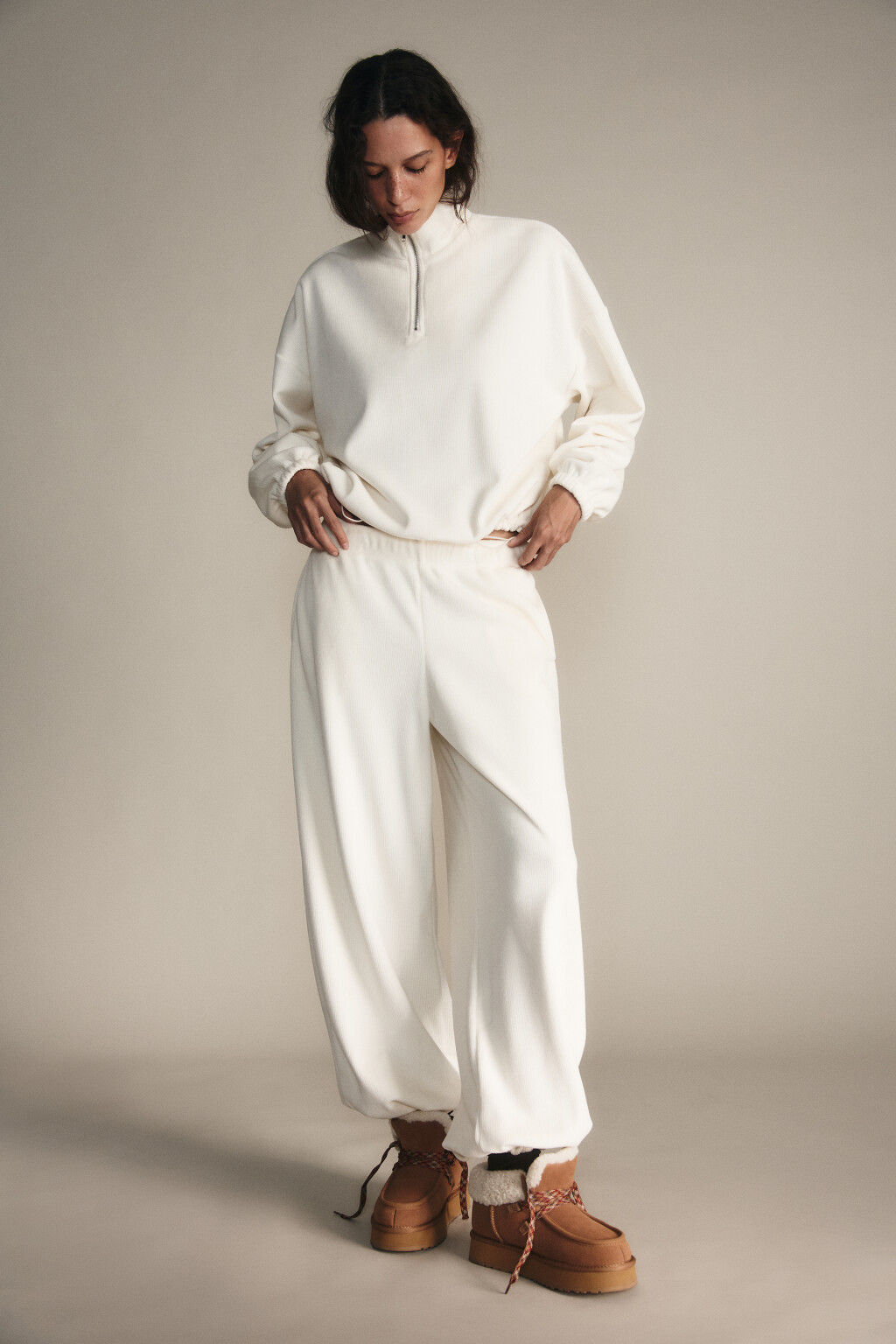 Ботинки из натуральной замши утепленные - цвет бежевый - 3