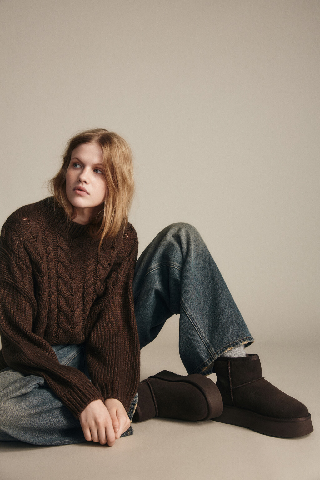 Ботинки-угги из натуральной замши - цвет коричневый - 1