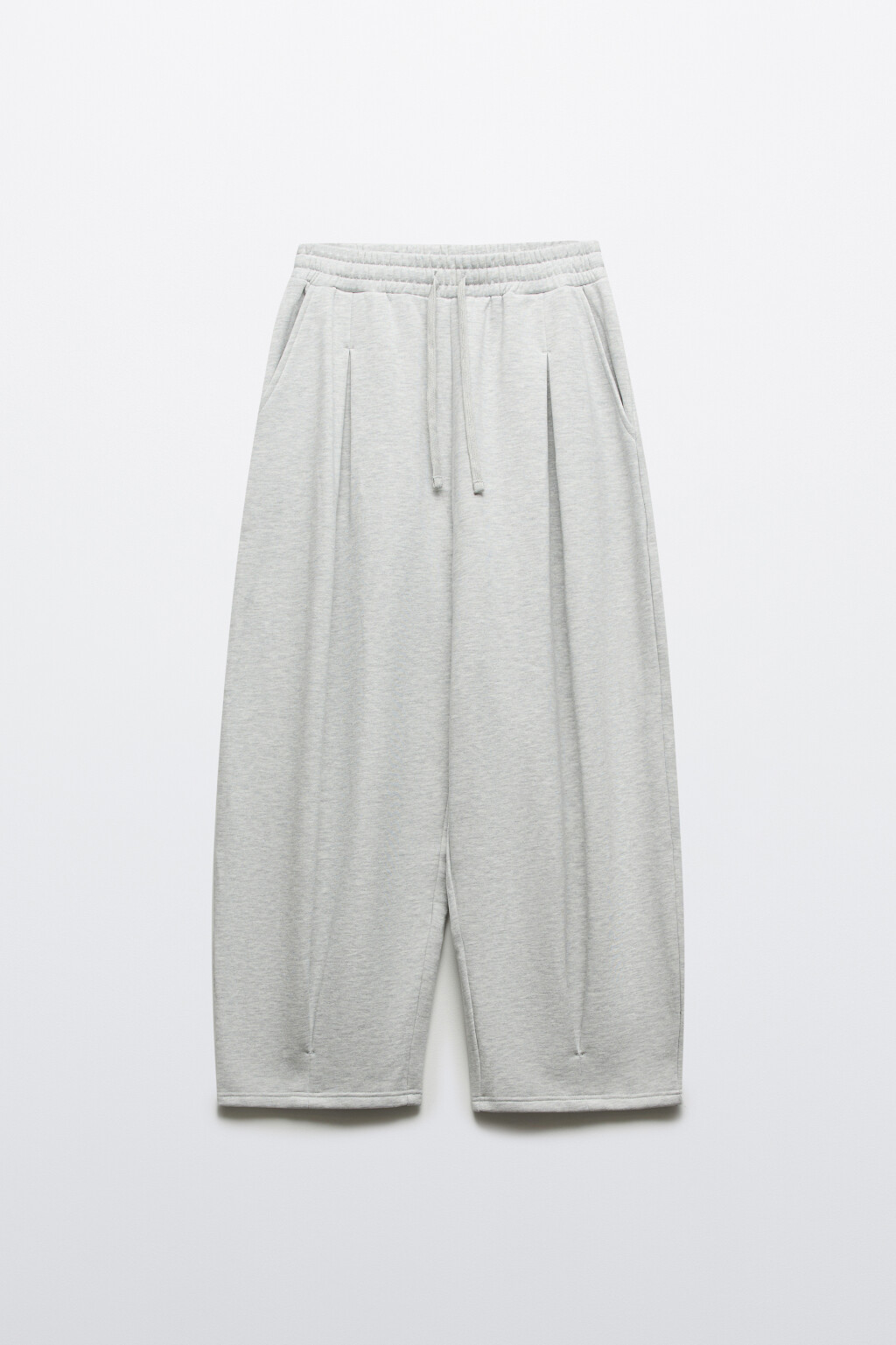 Брюки широкие из футера с защипами - цвет серый - 8