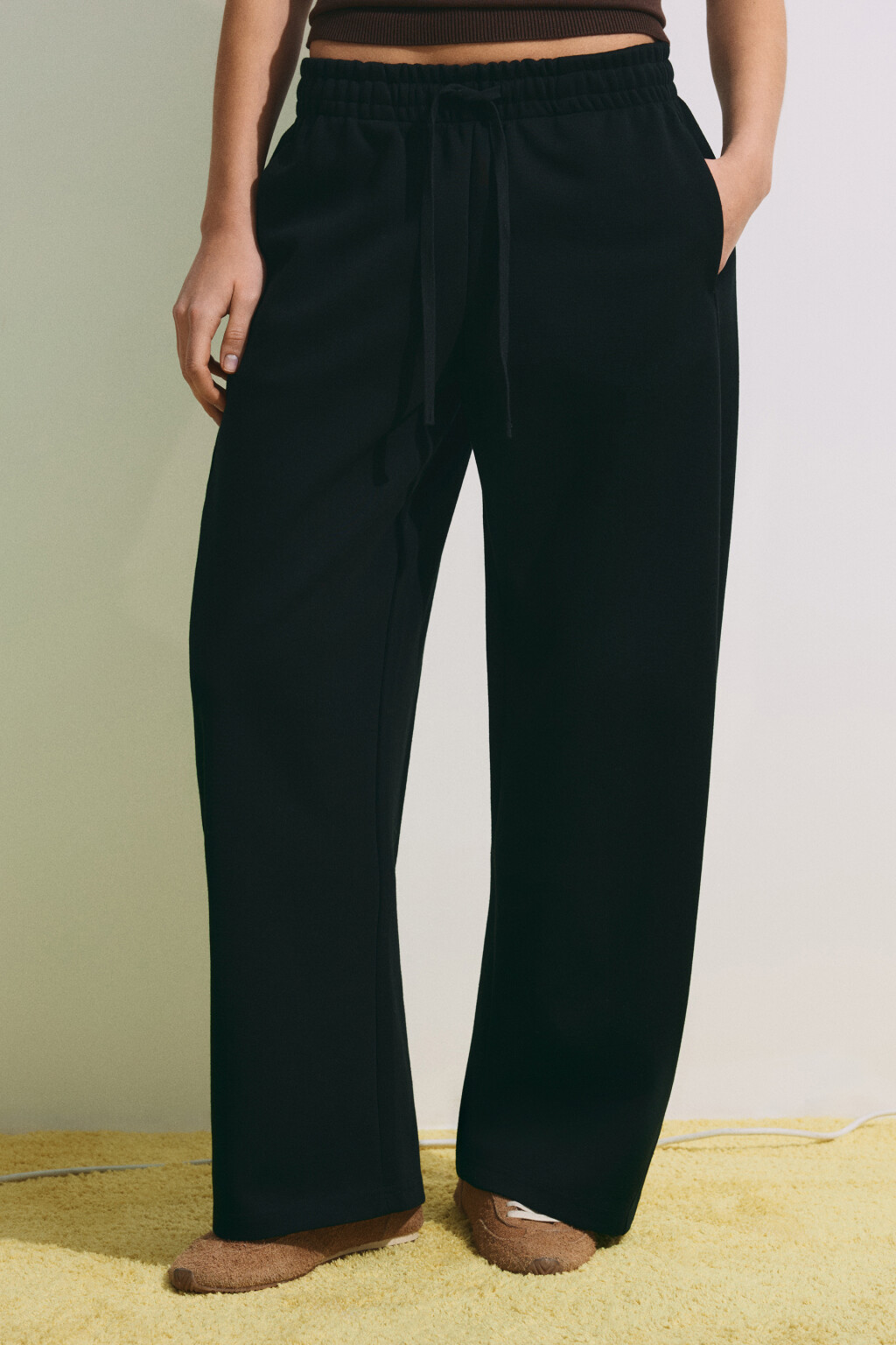 Брюки barrel fit со средней посадкой на завязках - цвет черный - 3