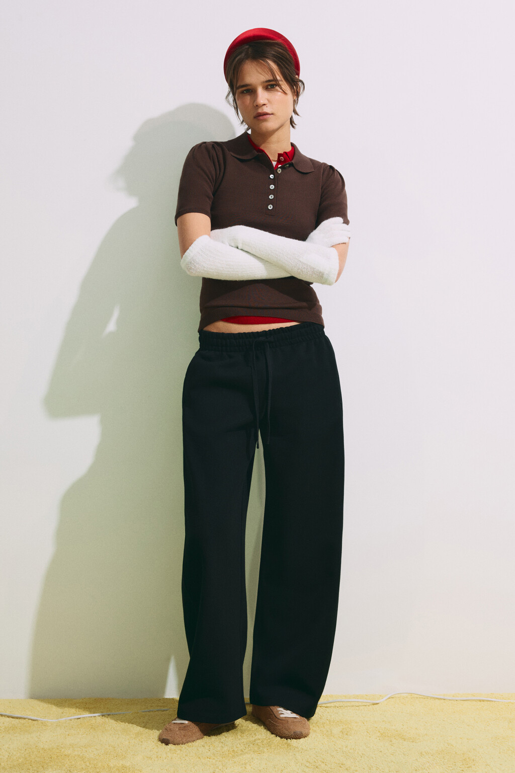 Брюки barrel fit со средней посадкой на завязках - цвет черный - 5