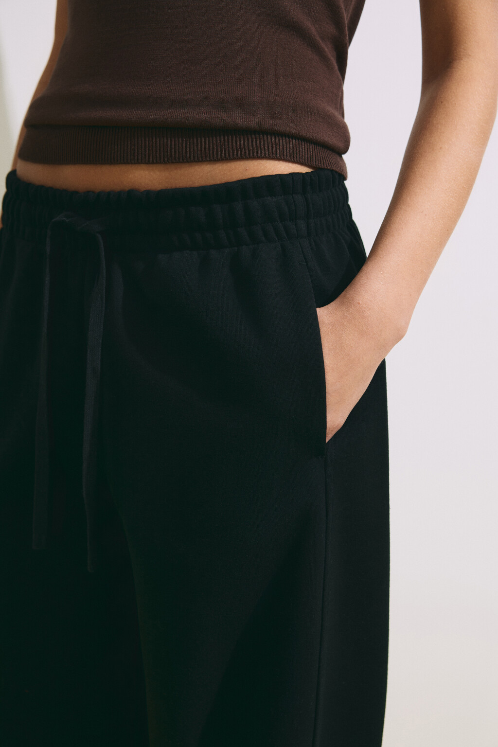 Брюки barrel fit со средней посадкой на завязках - цвет черный - 7