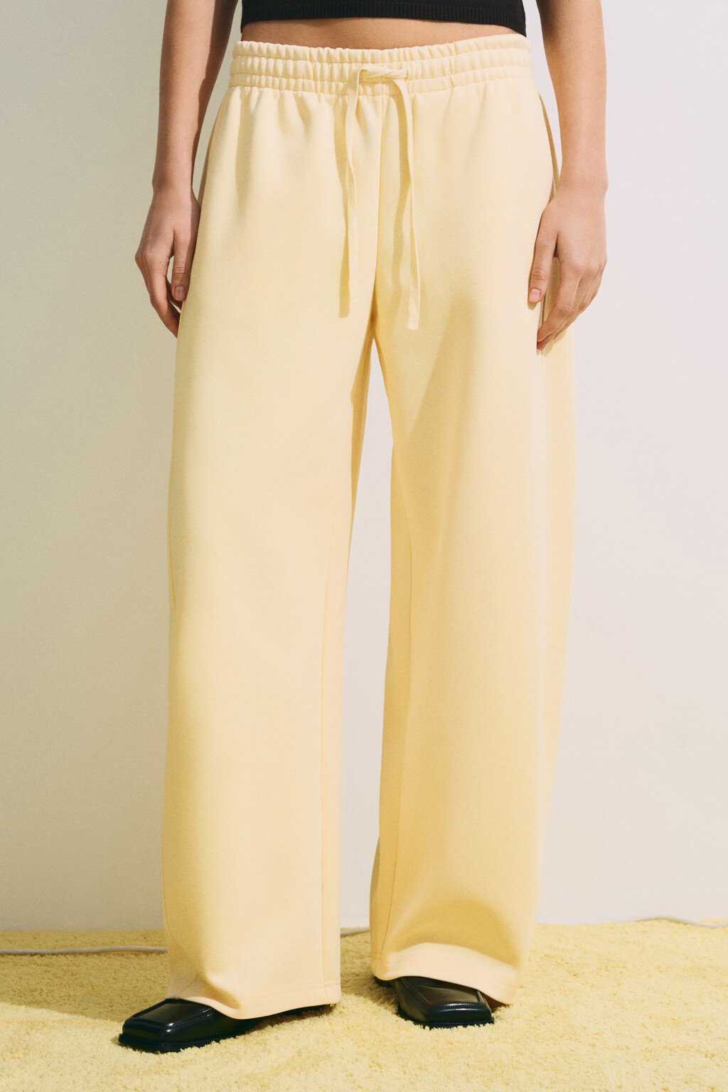 Брюки barrel fit со средней посадкой на завязках - цвет желтый - 4