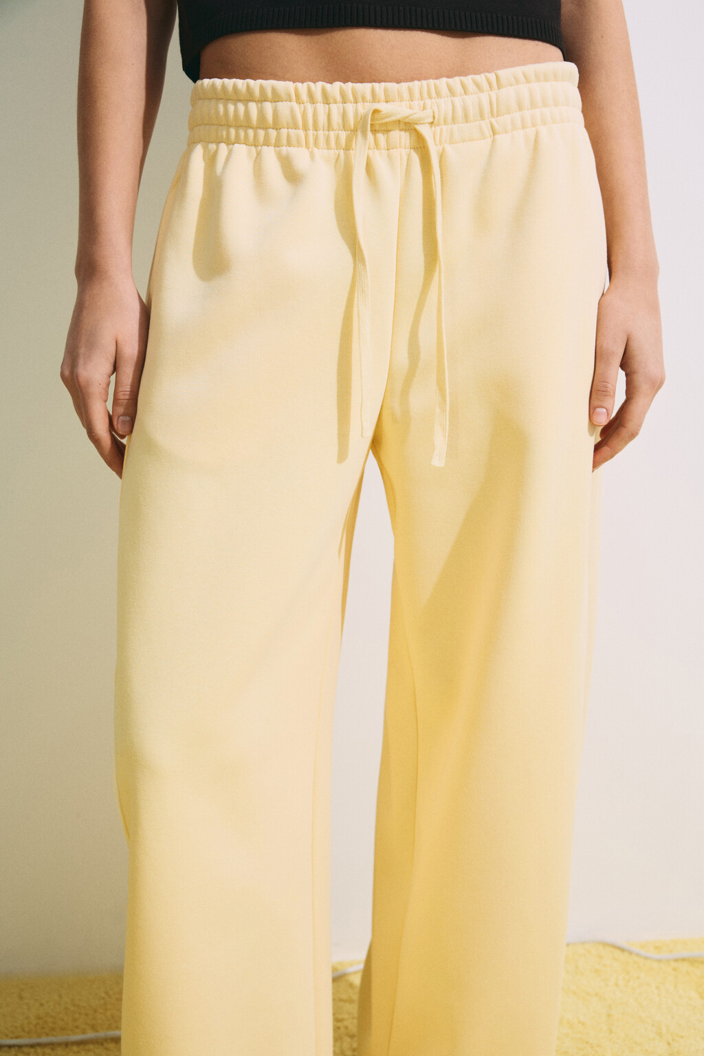 Брюки barrel fit со средней посадкой на завязках - цвет желтый - 7