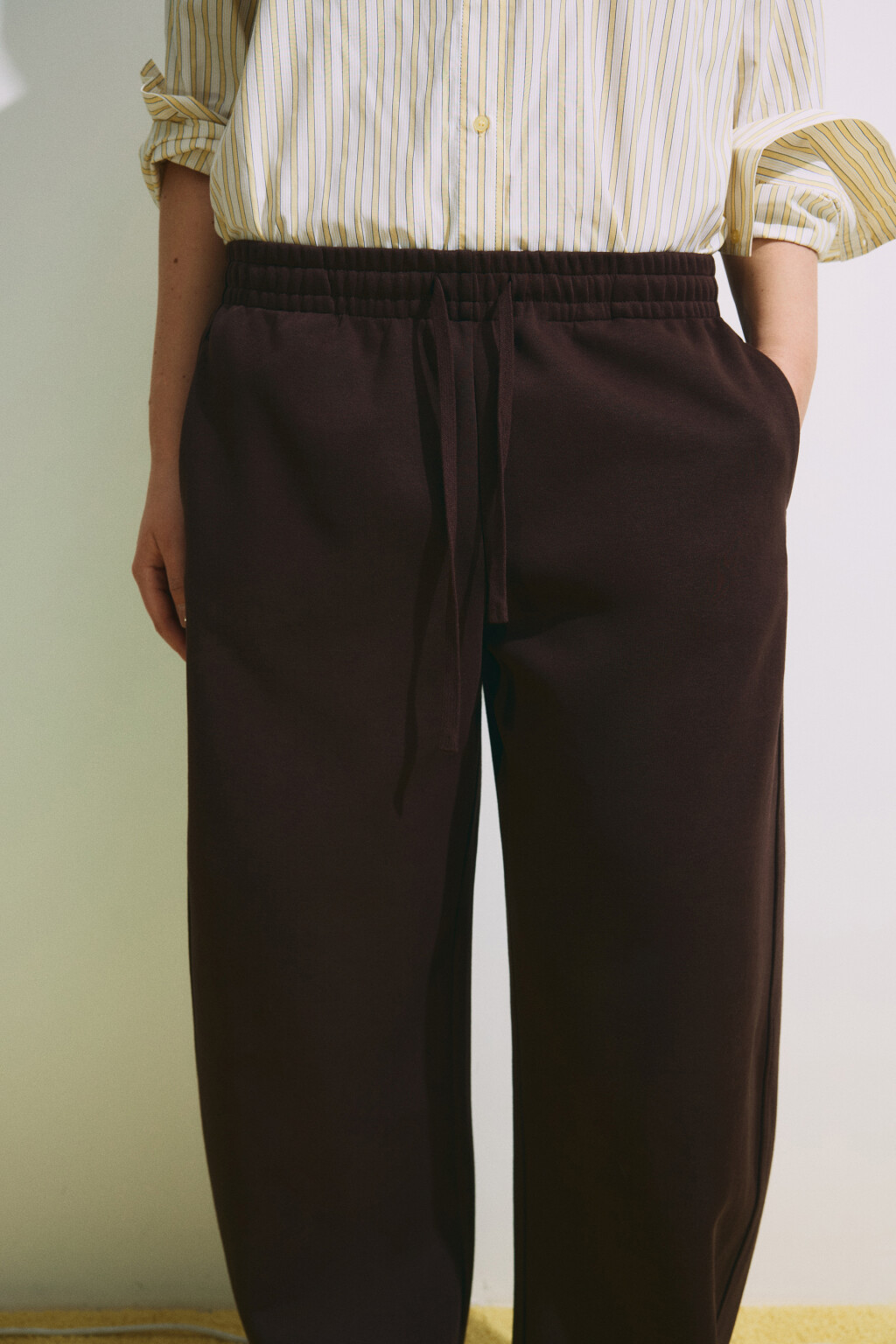 Брюки широкие на завязках - цвет коричневый - 6