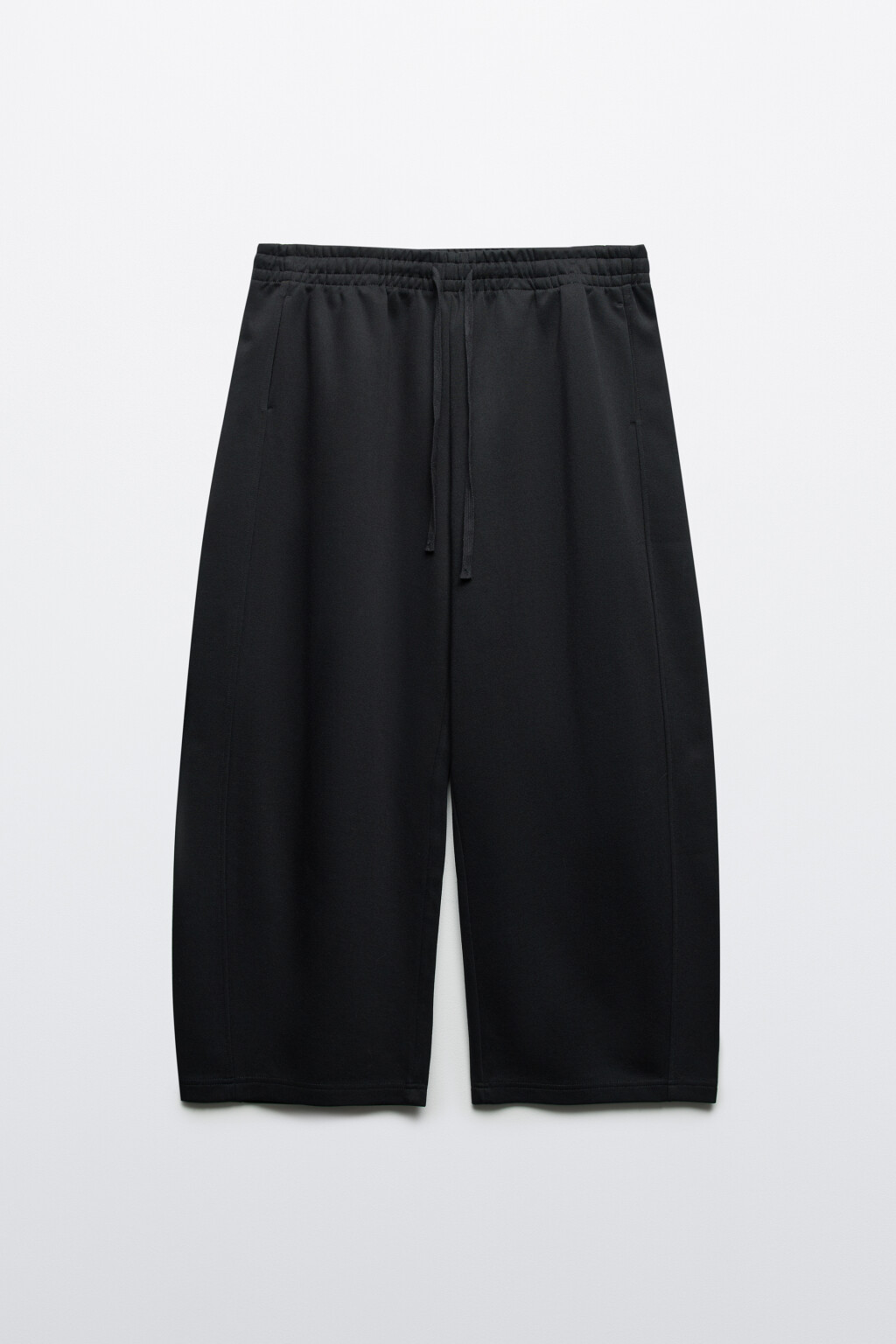 Брюки широкие на завязках - цвет черный - 1