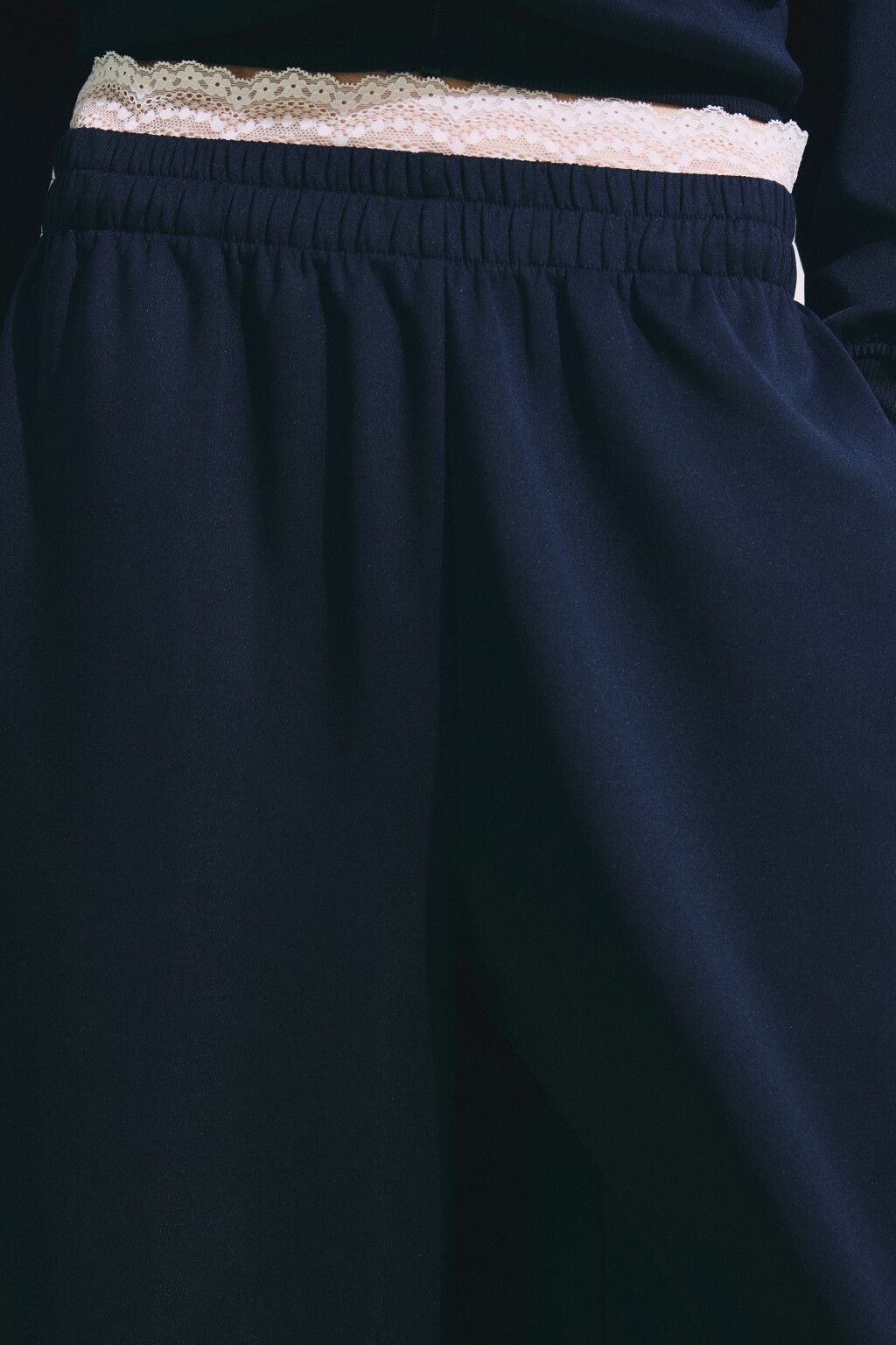 Брюки straight fit с кружевным поясом - цвет синий - 6