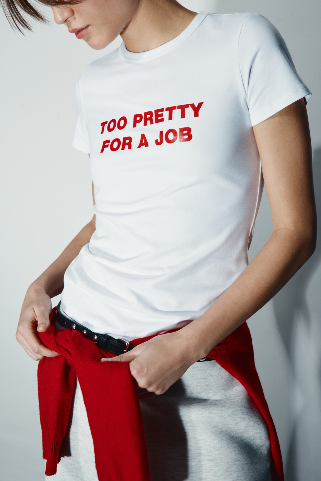 Футболка приталенная с надписью - цвет белый - 1