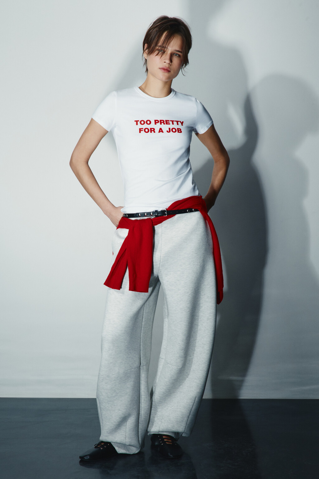 Футболка приталенная с надписью - цвет белый - 4