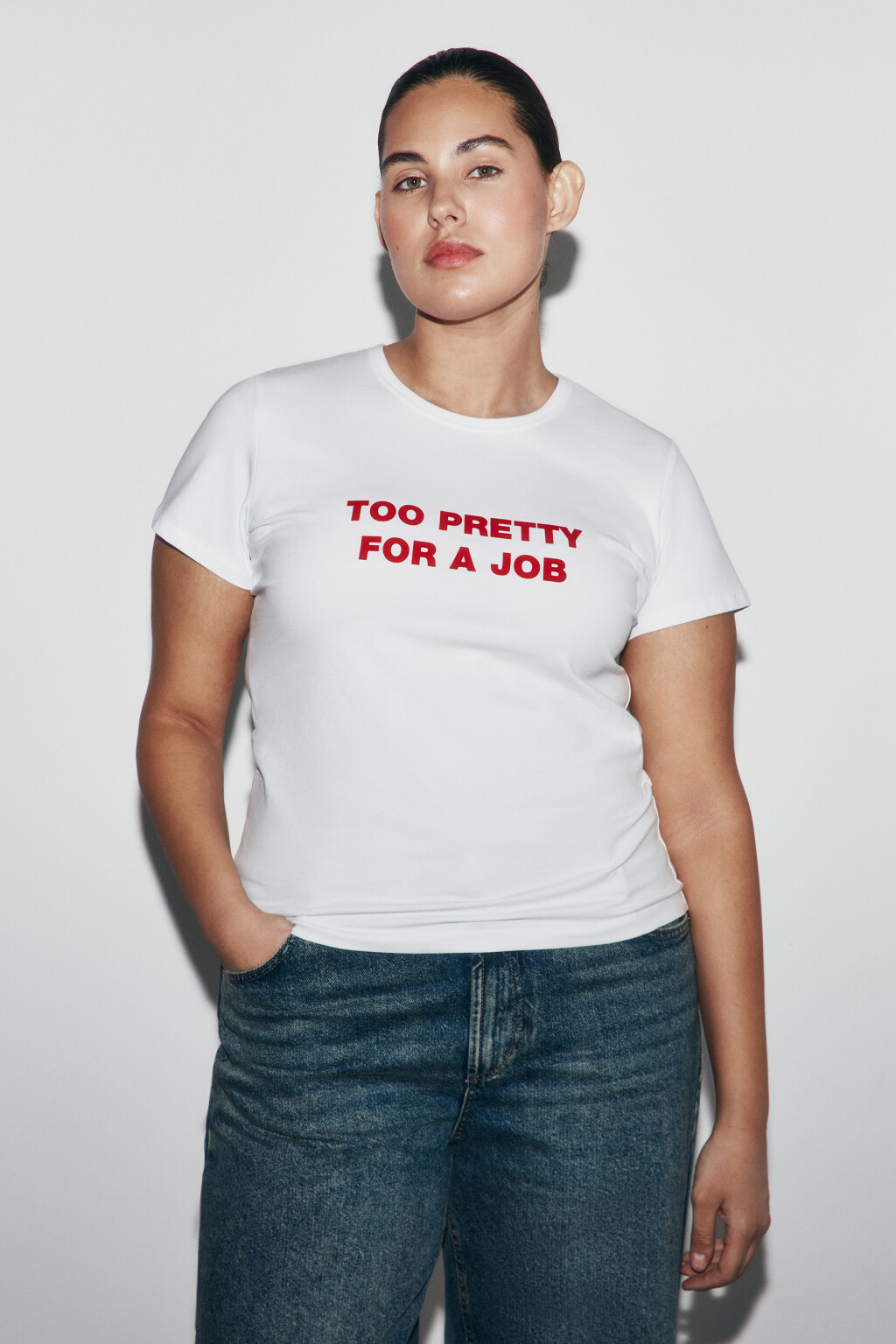 Футболка приталенная с надписью - цвет белый - 3