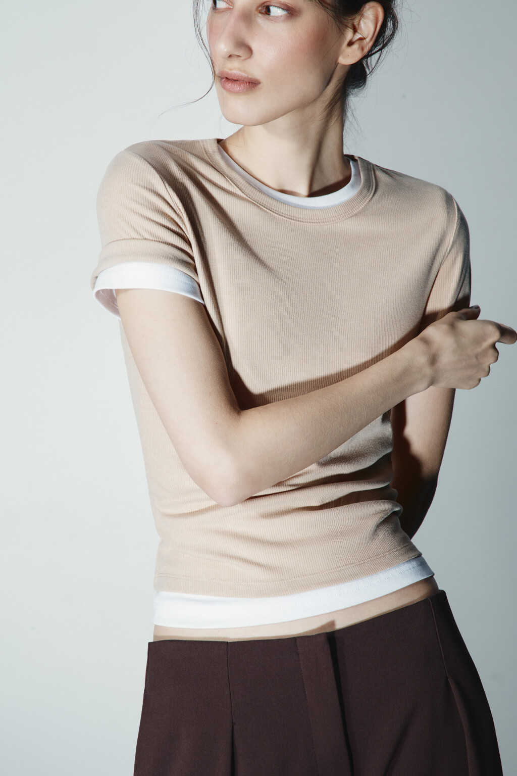 Футболка-топ облегающая - цвет бежевый - 1