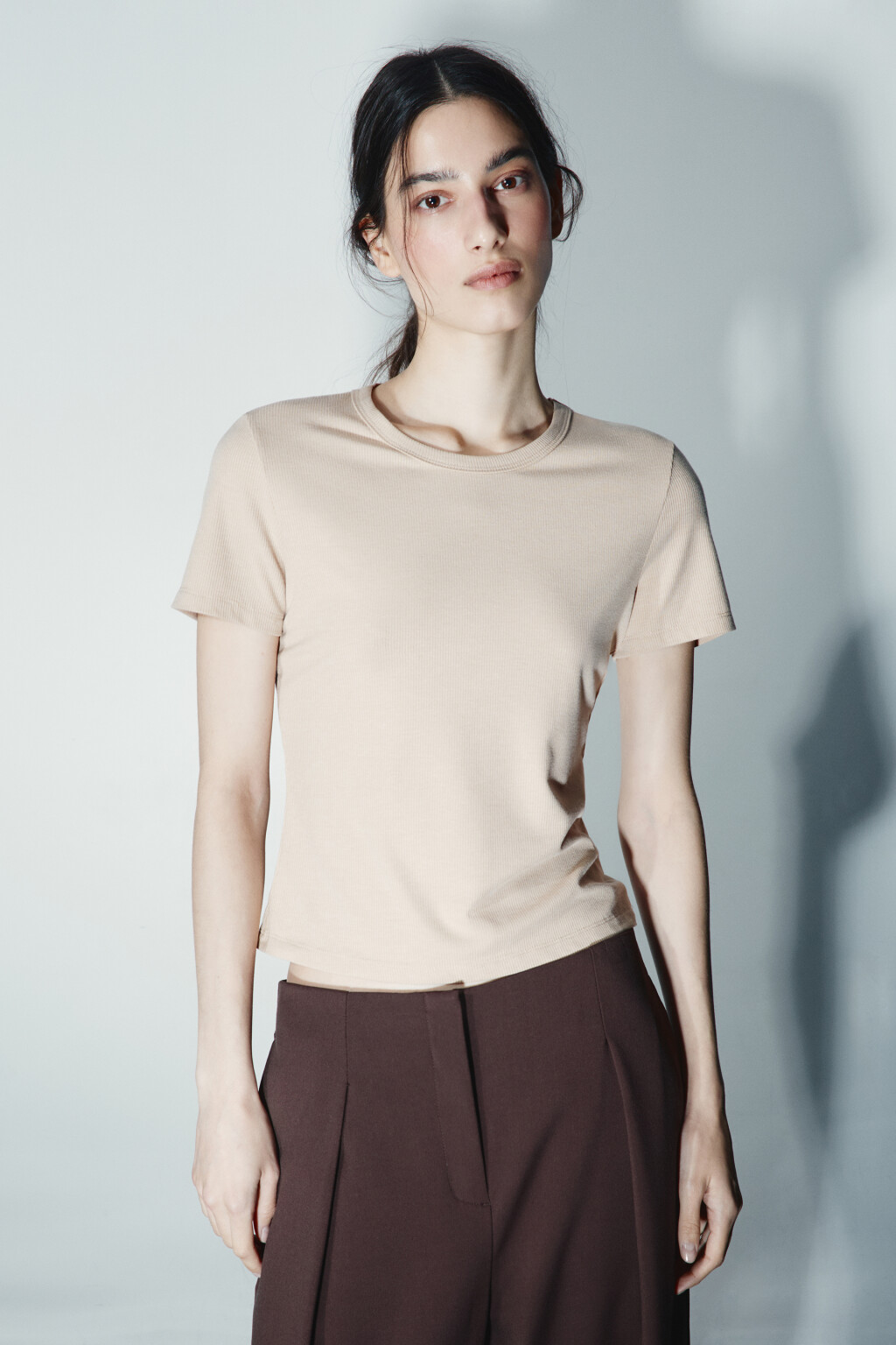 Футболка-топ облегающая - цвет бежевый - 2