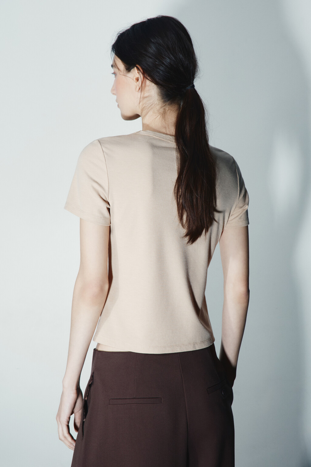 Футболка-топ облегающая - цвет бежевый - 3