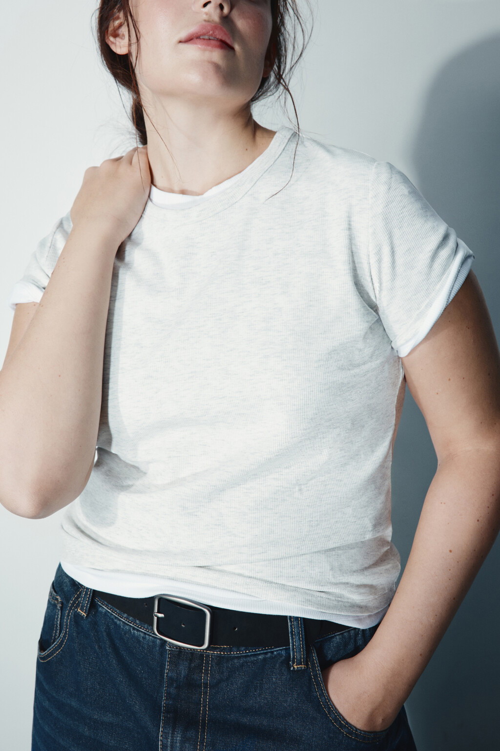 Футболка-топ облегающая - цвет серый - 1