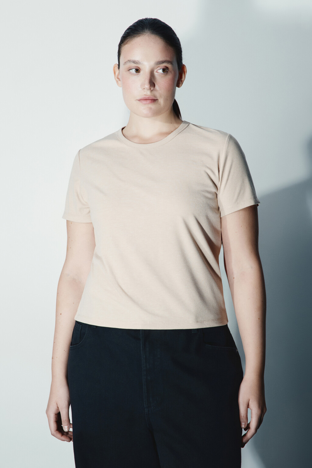 Футболка-топ облегающая - цвет бежевый - 2