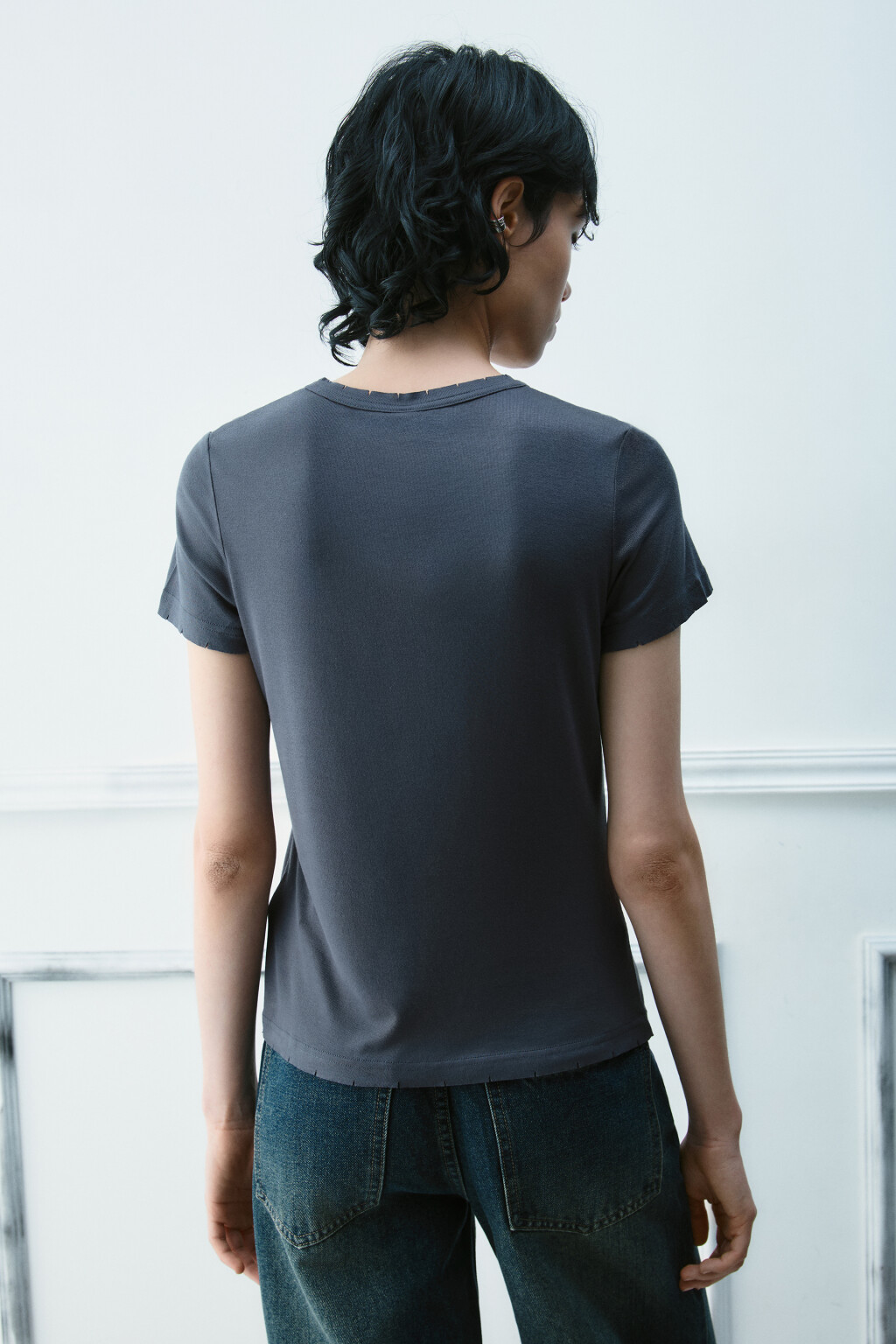 Футболка вискозная с принтом - цвет серый - 3