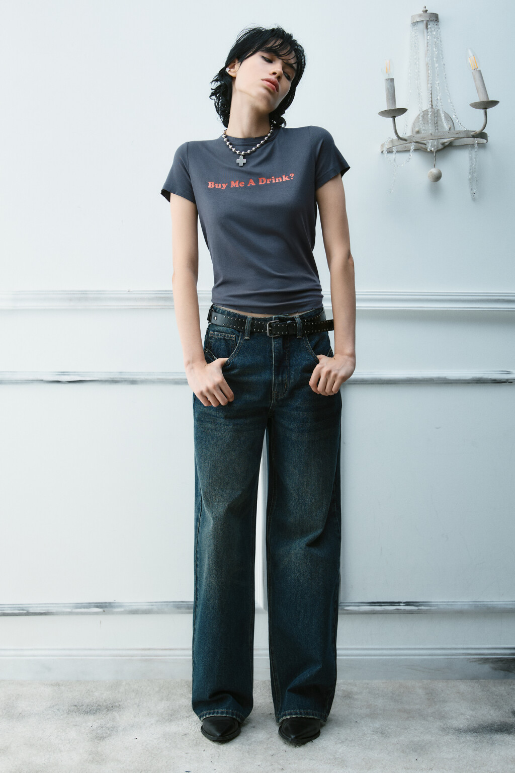 Футболка вискозная с принтом - цвет серый - 4