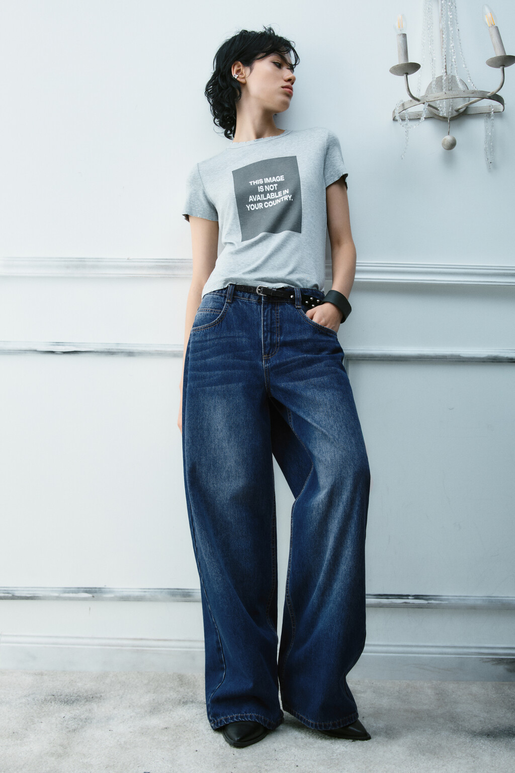 Футболка вискозная с принтом - цвет серый - 4