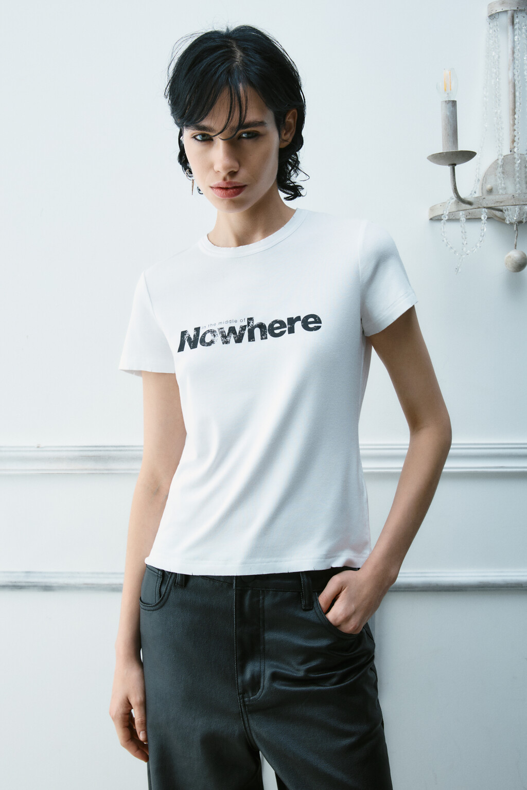 Футболка вискозная с принтом - цвет белый - 3