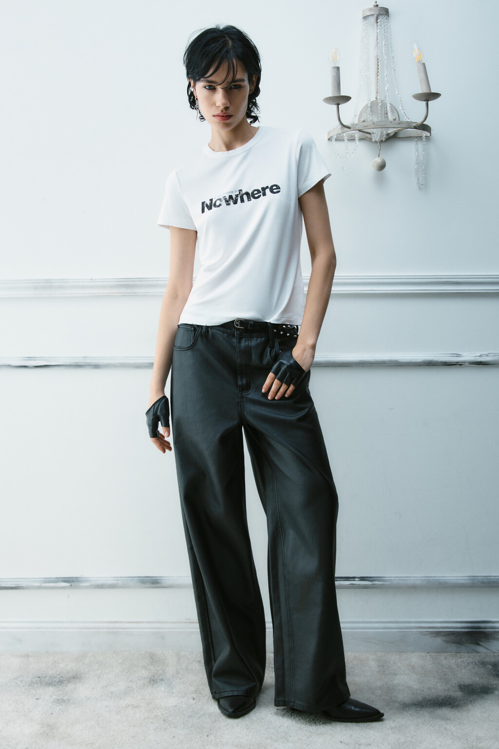 Футболка вискозная с принтом - цвет белый - 5