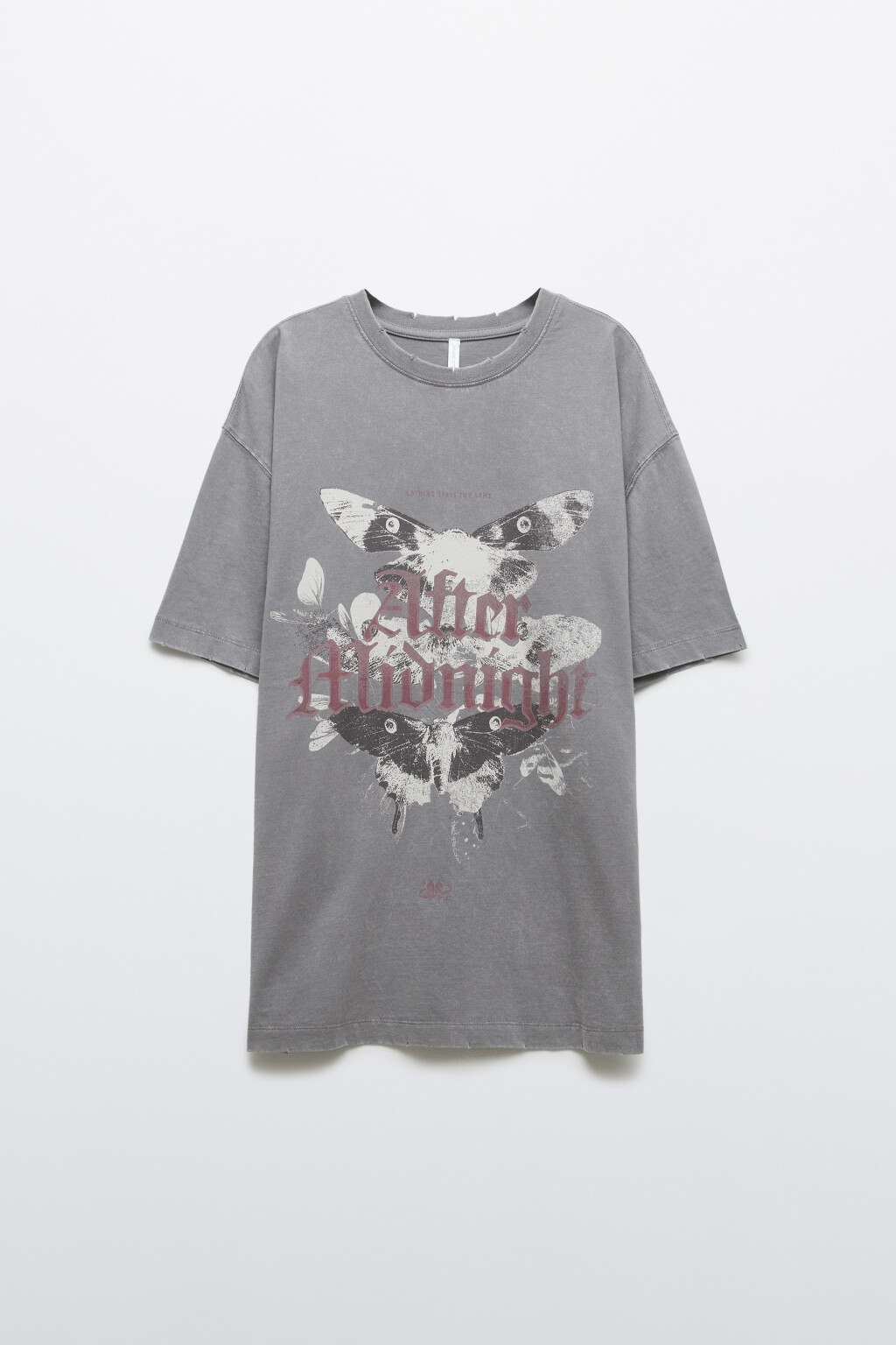 Футболка хлопковая с принтом - цвет серый - 1