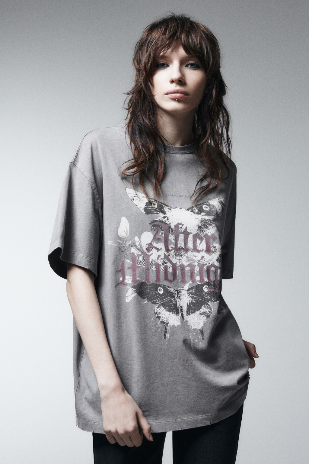 Футболка хлопковая с принтом - цвет серый - 2