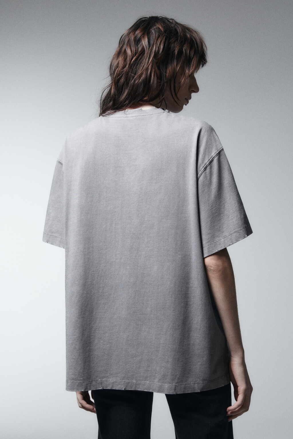 Футболка хлопковая с принтом - цвет серый - 3