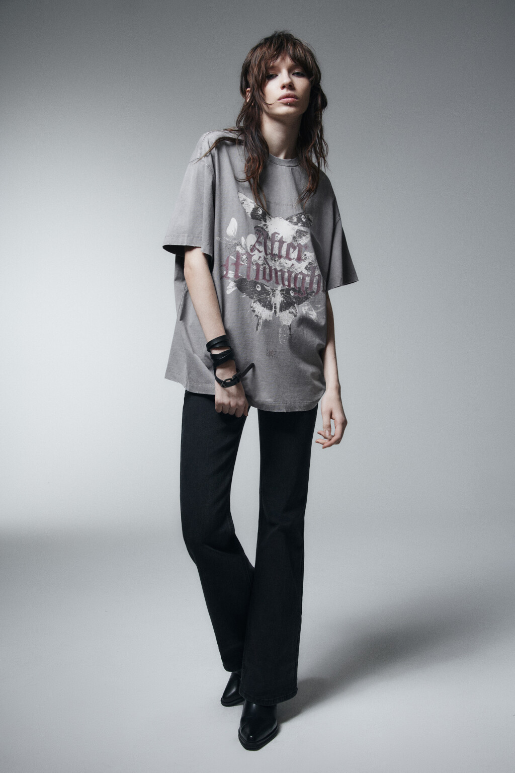 Футболка хлопковая с принтом - цвет серый - 4