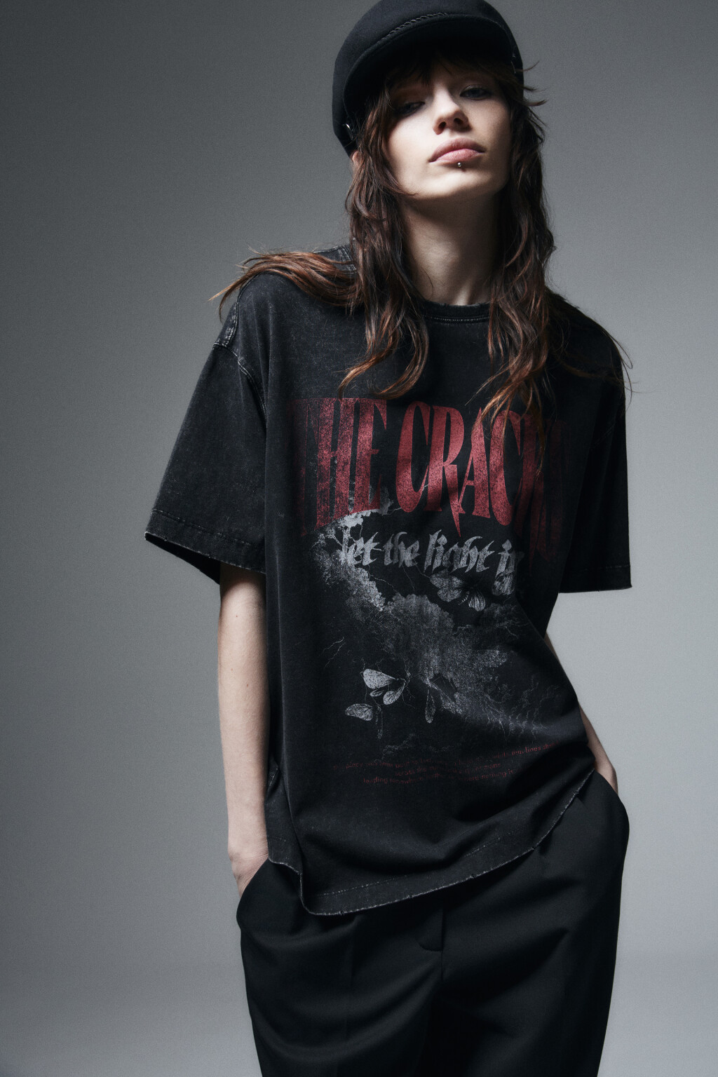 Футболка хлопковая с принтом - цвет черный - 2