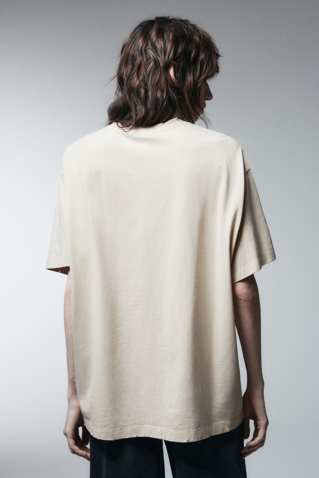 Футболка хлопковая с принтом - цвет бежевый - 3