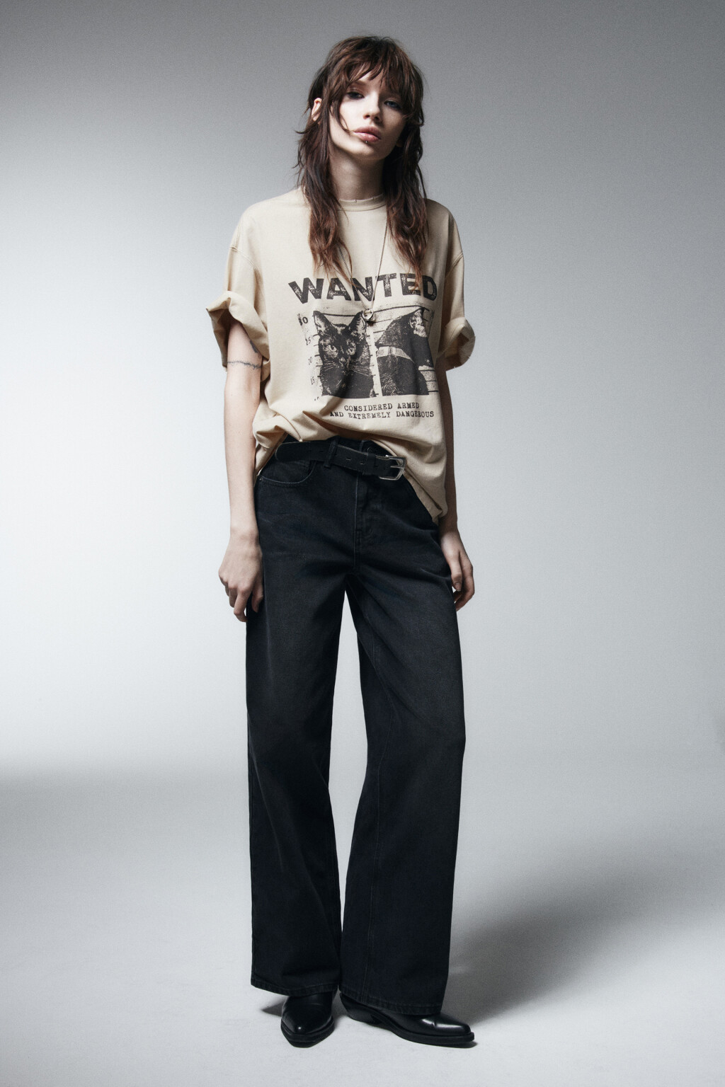 Футболка хлопковая с принтом - цвет бежевый - 6