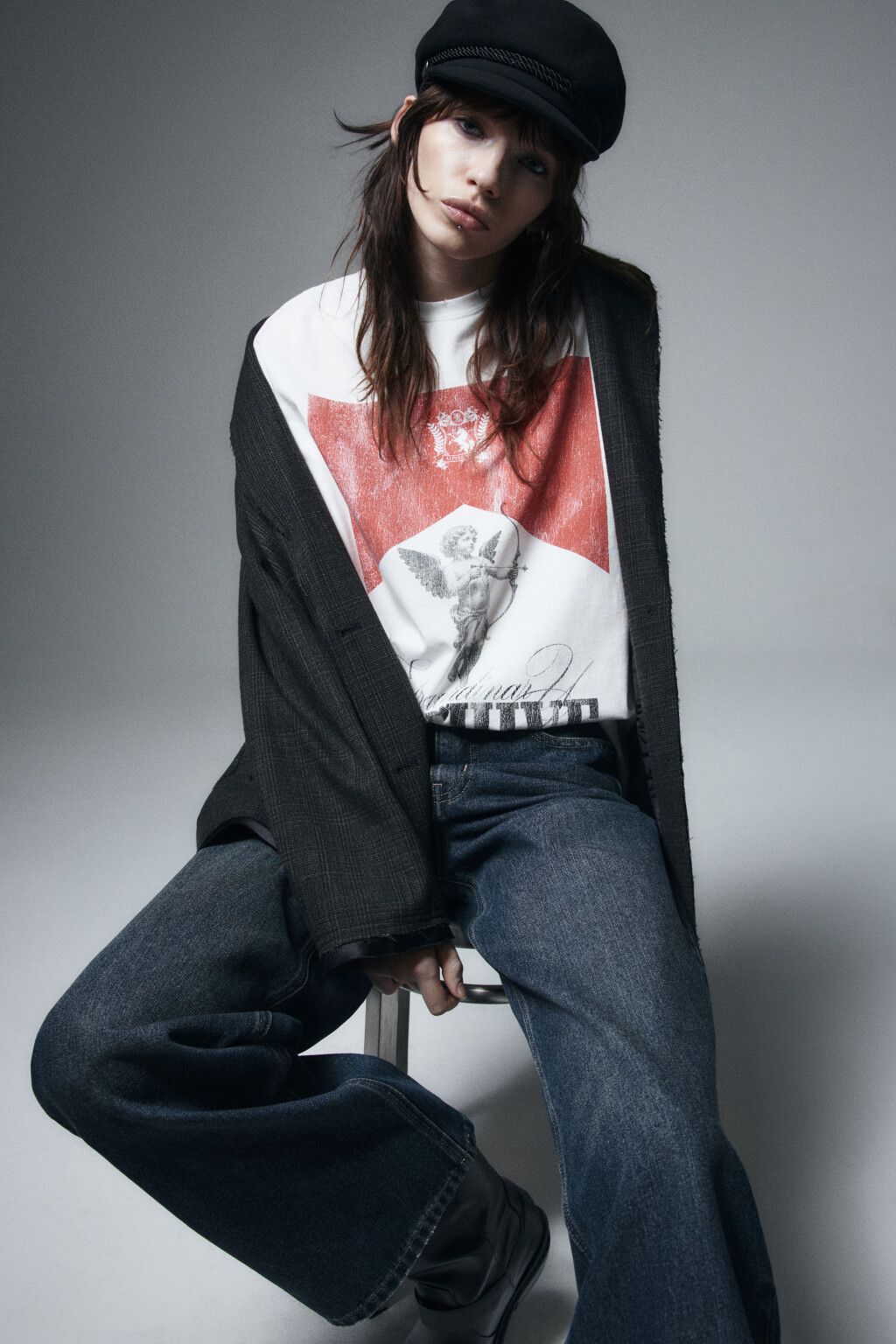 Футболка хлопковая с принтом - цвет белый - 1