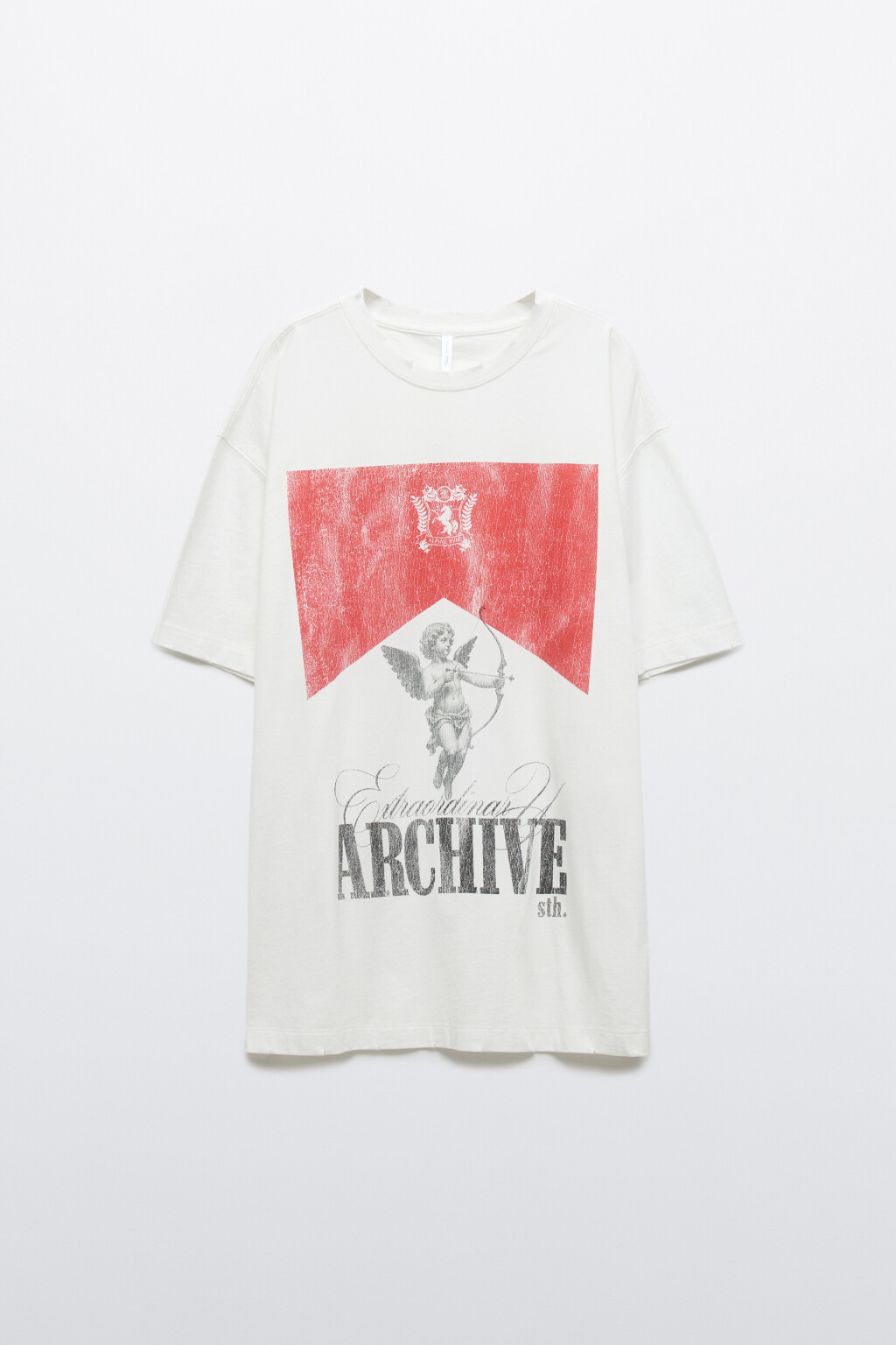 Футболка хлопковая с принтом - цвет белый - 1