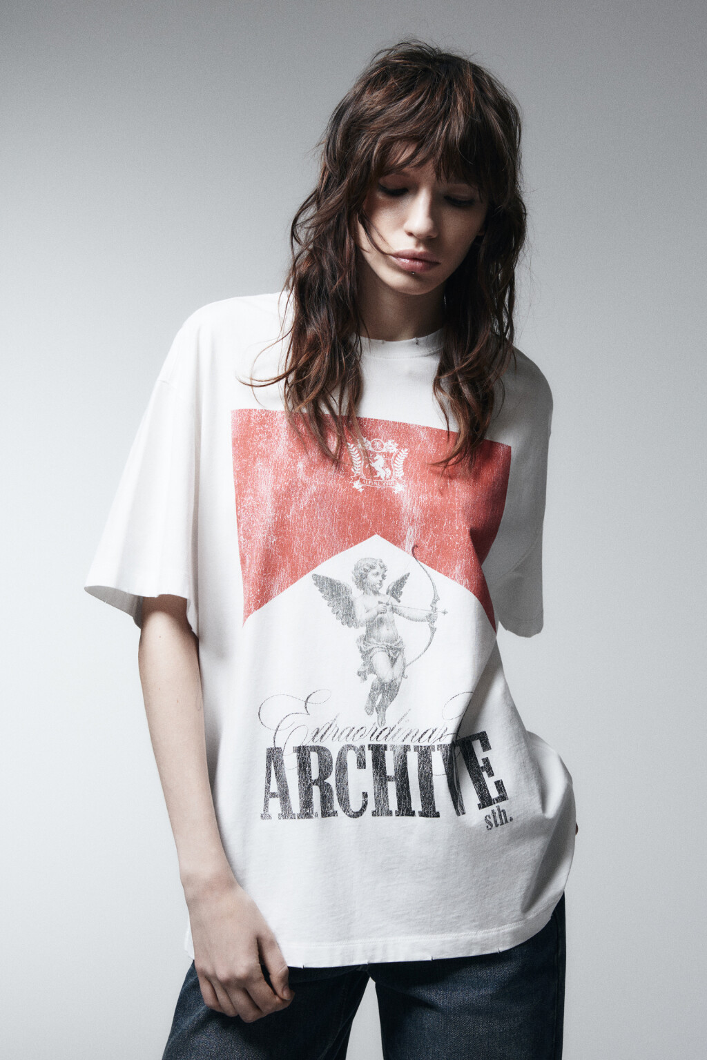 Футболка хлопковая с принтом - цвет белый - 2