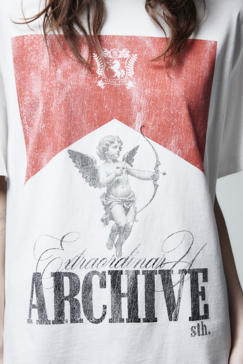 Футболка хлопковая с принтом - цвет белый - 5